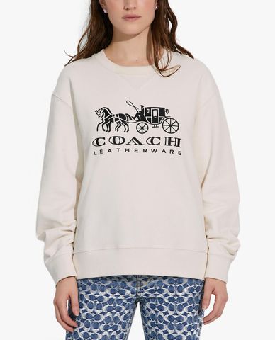  COACH - Áo sweatshirt nữ cổ tròn tay dài Evergreen Horse & Carriage 