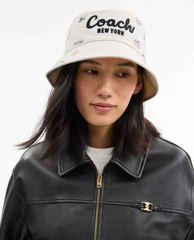  COACH - Nón bucket unisex Sketch Print 