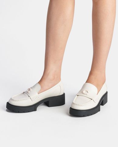  COACH - Giày lười nữ đế cao mũi tròn Leah 