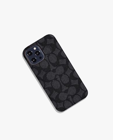  COACH - Ốp lưng điện thoại dành cho iPhone 13 Pro Max Signature Canvas 