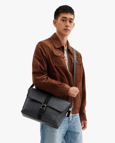 COACH - Túi đeo chéo nam chữ nhật nắp gập thanh lịch 
