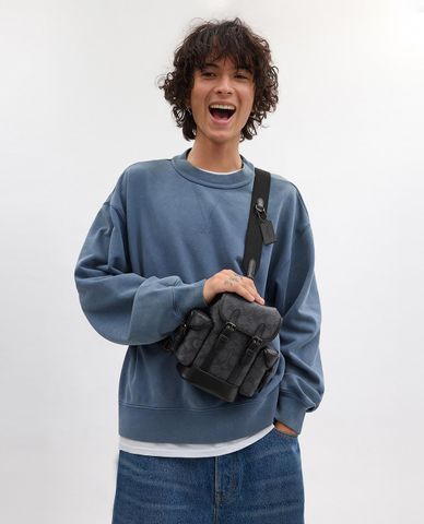  COACH - Túi đeo chéo nam Hitch 13 In Signature Canvas 