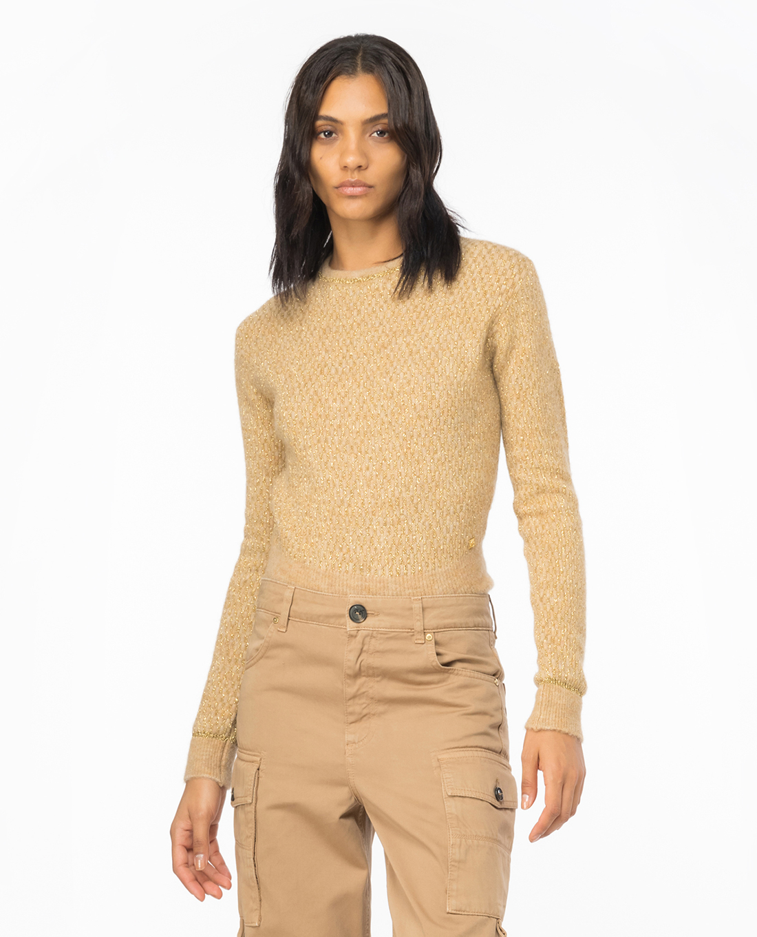 PINKO - Áo dệt kim nữ cổ tròn Scimpanze