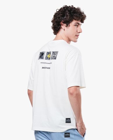  SKECHERS - Áo thun unisex ngắn tay phom suông Pokémon 