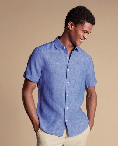  CHARLES TYRWHITT - Áo sơ mi nam tay ngắn Pure Linen 