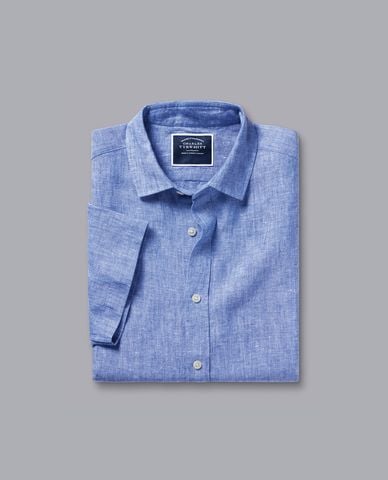  CHARLES TYRWHITT - Áo sơ mi nam tay ngắn Pure Linen 