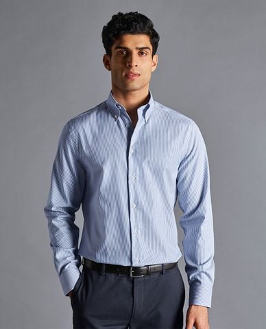  CHARLES TYRWHITT - Áo sơ mi nam cổ bẻ tay dài Non Iron Stripe 