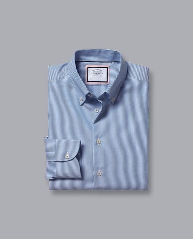  CHARLES TYRWHITT - Áo sơ mi nam cổ bẻ tay dài Non Iron Stripe 