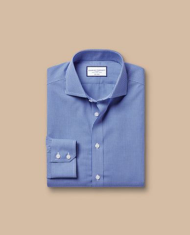  CHARLES TYRWHITT - Áo sơ mi nam cổ bẻ tay dài Poplin Mini Gingham Check 