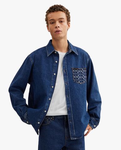 COACH - Áo sơ mi denim nam tay dài hiện đại 