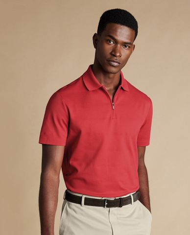  CHARLES TYRWHITT - Áo polo nam cổ bẻ tay ngắn Performance Textured 
