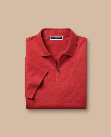  CHARLES TYRWHITT - Áo polo nam cổ bẻ tay ngắn Performance Textured 