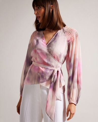  TED BAKER - Áo kiểu nữ tay dài dáng quấn Emiliah 