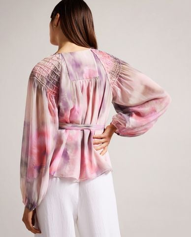  TED BAKER - Áo kiểu nữ tay dài dáng quấn Emiliah 
