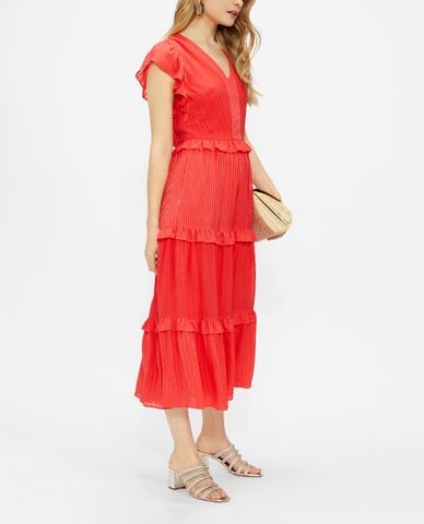  TED BAKER - Đầm midi cổ V xếp li Tiliana 
