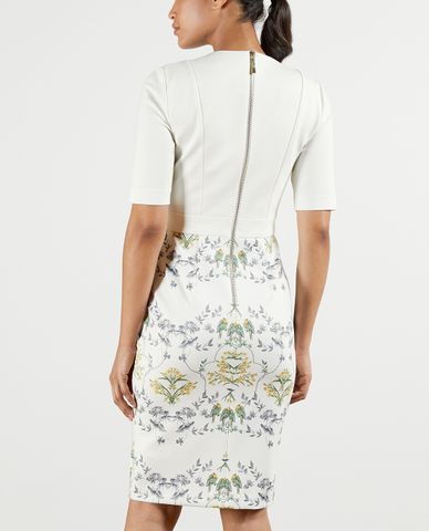  TED BAKER - Đầm mini cổ tròn ngắn tay phom ôm Popina 