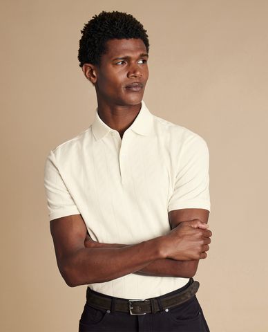  CHARLES TYRWHITT - Áo polo nam cổ bẻ tay ngắn Textured Jacquard 