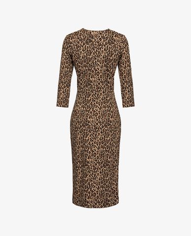  PINKO - Đầm midi dài tay phom ôm thời trang Animal Print 