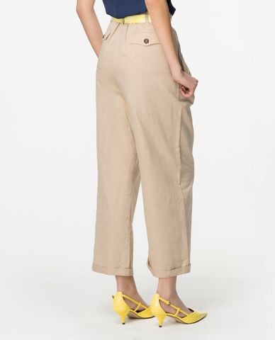  PINKO - Quần ống đứng lưng thun phối bèo kèm thắt lưng Rudy 