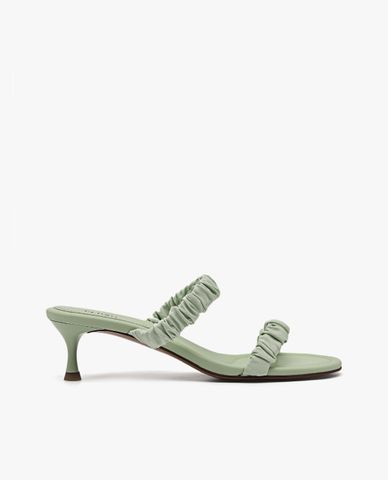  PEDRO - Giày sandals cao gót nữ quai ngang nhún xếp thời trang 