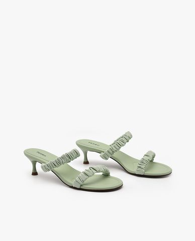  PEDRO - Giày sandals cao gót nữ quai ngang nhún xếp thời trang 
