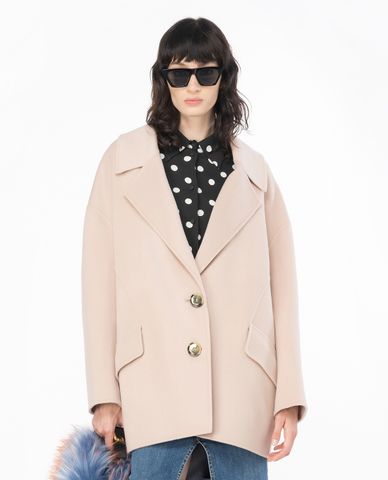  PINKO - Áo khoác măng tô nữ dáng ngắn phom suông Emoticon 