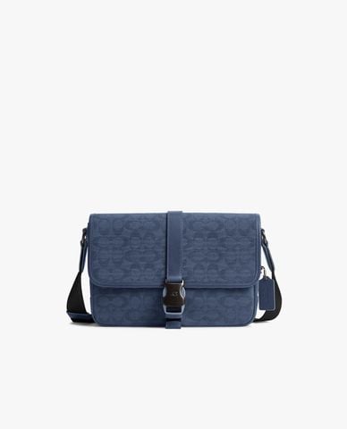  COACH - Túi đeo chéo nam phom chữ nhật League In Signature Canvas Jacquard 