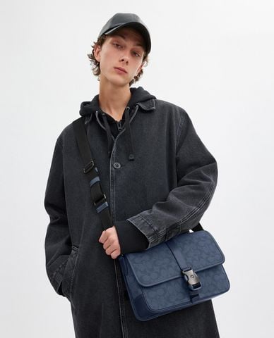  COACH - Túi đeo chéo nam phom chữ nhật League In Signature Canvas Jacquard 