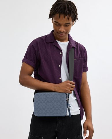  COACH - Túi đeo chéo nam phom chữ nhật Canvas Signature Charter 24 