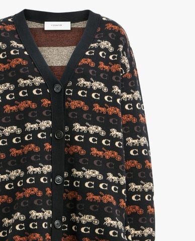  COACH - Áo khoác cardigan nữ cổ V tay dài Horse And Carriage 