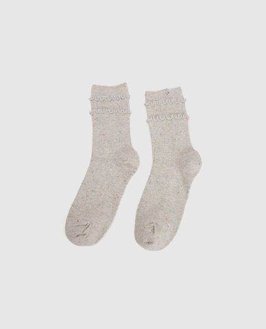  URBAN REVIVO - Vớ nữ cổ cao phối bèo nhún 