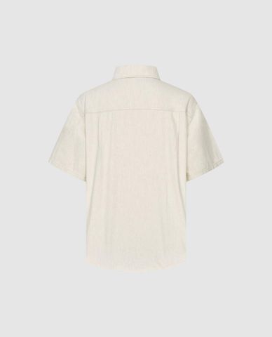  URBAN REVIVO - Áo sơ mi nam cổ bẻ tay ngắn Denim 