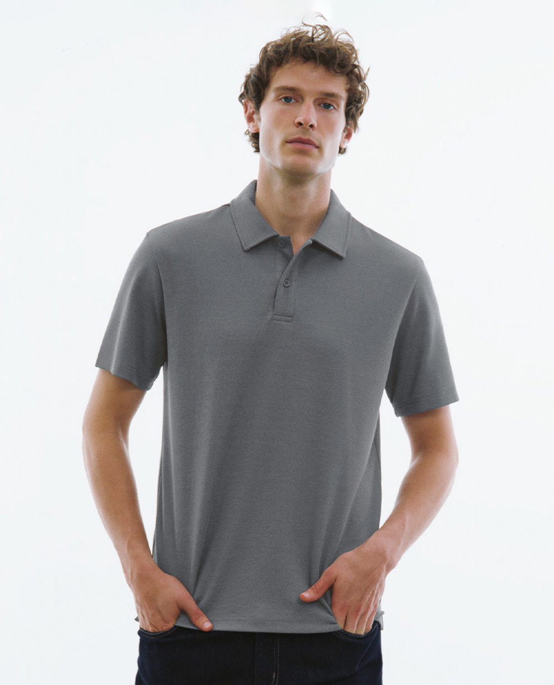 URBAN REVIVO - Áo polo nam cổ bẻ tay ngắn Straight
