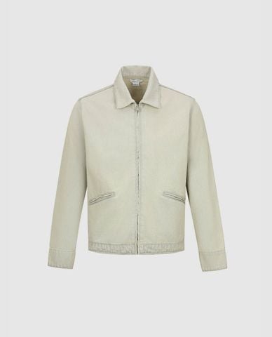  URBAN REVIVO - Áo khoác denim nam cổ bẻ tay dài thời trang 