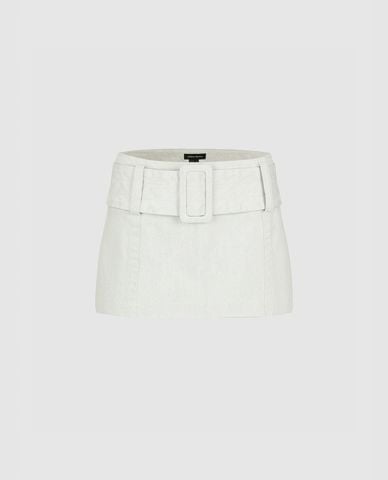  URBAN REVIVO - Chân váy denim mini phối thắt lưng 