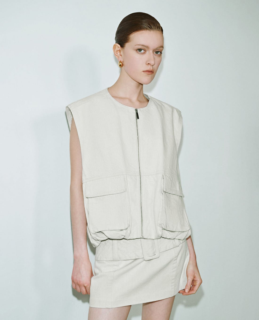 URBAN REVIVO - Áo khoác denim nữ phối túi hộp