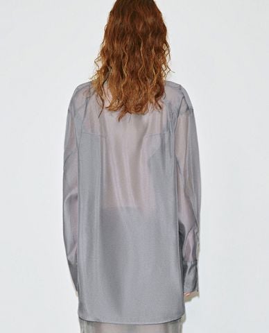  URBAN REVIVO - Áo sơ mi nữ xuyên thấu Sheer 
