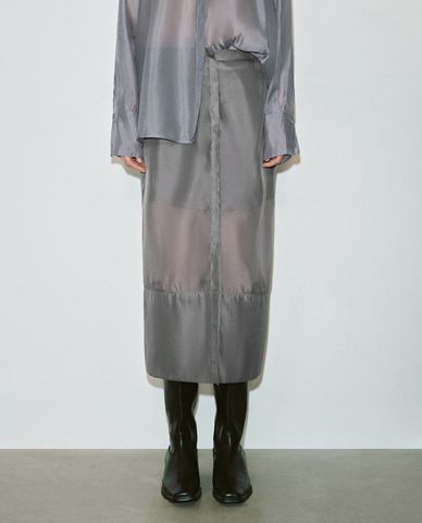  URBAN REVIVO - Chân váy phom suông midi hiện đại 