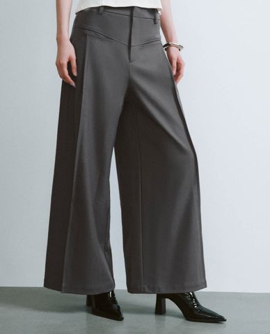  URBAN REVIVO - Quần nữ ống rộng cạp cao thanh lịch 