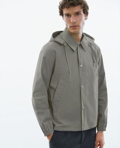  URBAN REVIVO - Áo khoác nam phối mũ Press Button Lapel 