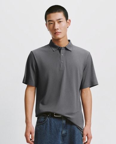  URBAN REVIVO - Áo polo nam cổ bẻ tay ngắn hiện đại 