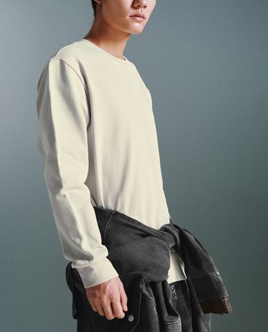  URBAN REVIVO - Áo sweatshirt nam cổ tròn tay dài 