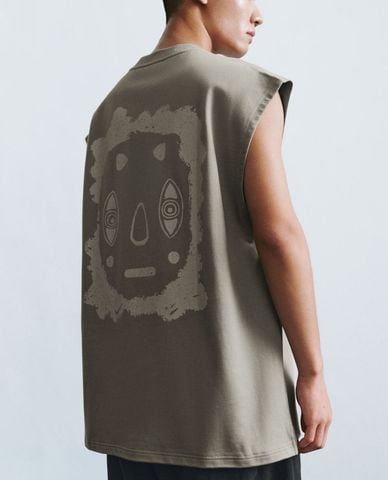  URBAN REVIVO - Áo ba lỗ nam cổ tròn phối hình in trẻ trung Printed 