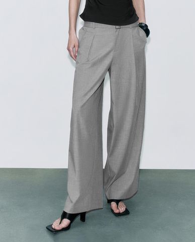  URBAN REVIVO - Quần nữ ống rộng lưng cao thanh lịch 