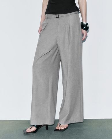  URBAN REVIVO - Quần nữ ống rộng lưng cao thanh lịch 