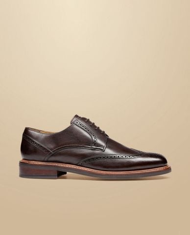  CHARLES TYRWHITT - Giày tây nam mũi tròn Rubber Sole Leather 