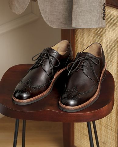  CHARLES TYRWHITT - Giày tây nam mũi tròn Rubber Sole Leather 