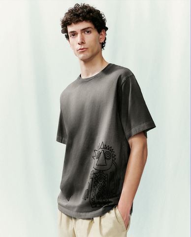  URBAN REVIVO - Áo thun nam cổ tròn tay ngắn Printed Loose 