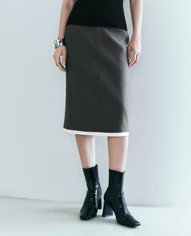  URBAN REVIVO - Chân váy phom suông midi xẻ tà trang nhã 