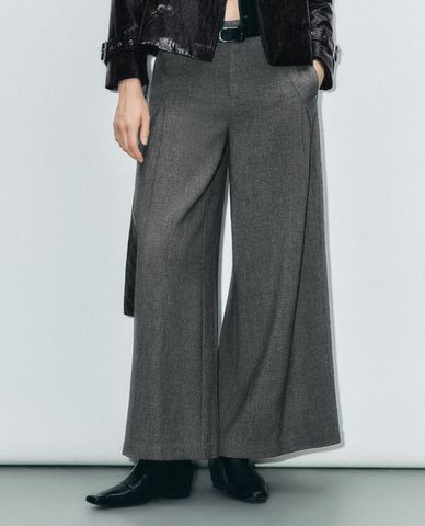  URBAN REVIVO - Quần nữ ống rộng lưng cao thanh lịch Regular 